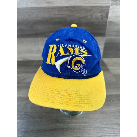 Vintage Los Angeles Rams NFL Hat Cap Drew Pearson SnapBack Mens Blue Yellow - Picture 2 of 10